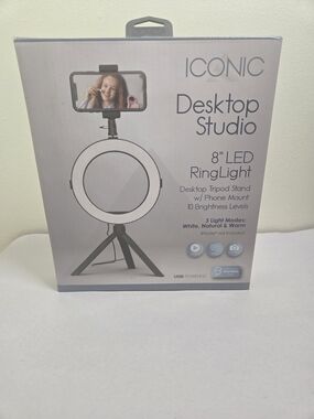 ICONIC 8" LED Ring Light Desktop Studio - White